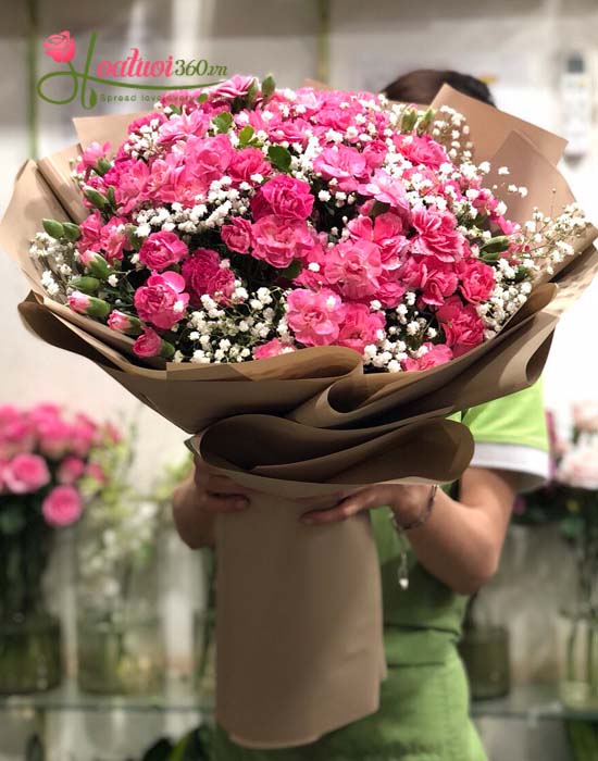 Bó hoa màu hồng mừng sinh nhật lãng mạn tặng bạn nữ